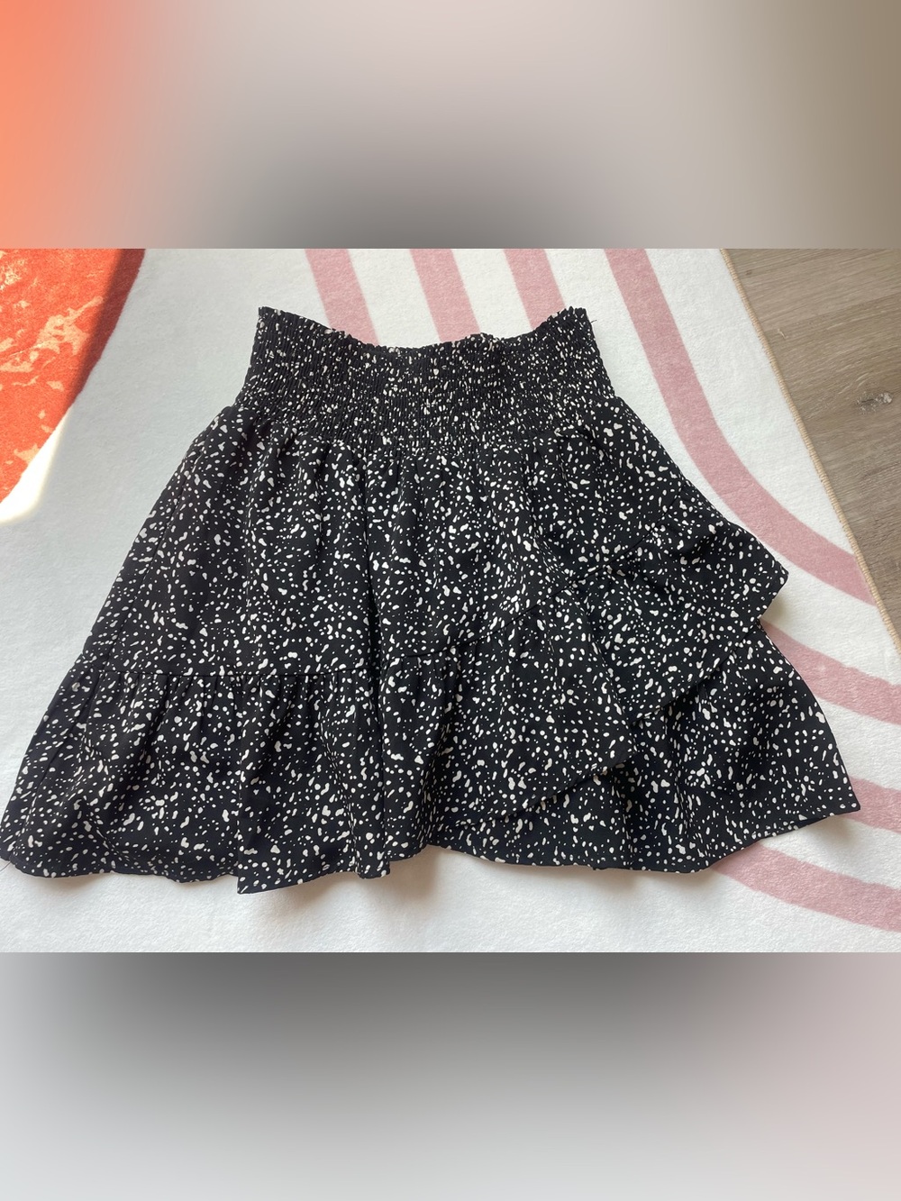 Altar'd State Black and White Ruffle Smocked Tiered Skirt